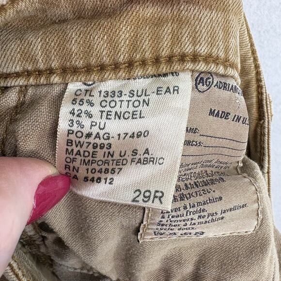 AG Adriano Goldschmied Jeans Womens 29R Tan Stilt Roll-Up Cigarette‎ Crop USA - Picture 6 of 6